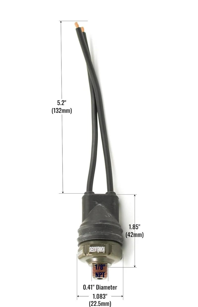 HornBlasters Sealed Air Pressure Switch with Leads - 30 Amps (165-200 PSI) - Image 4